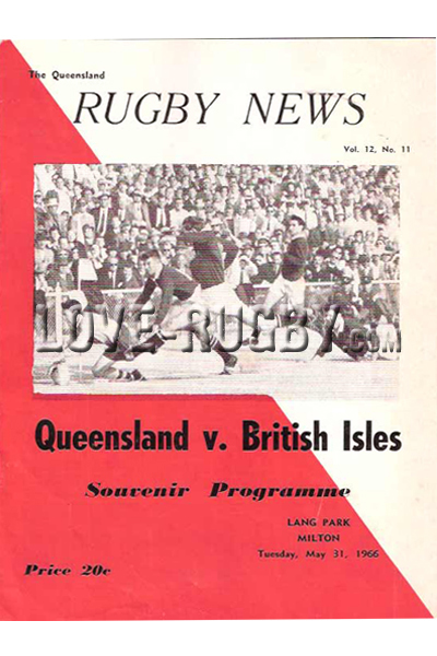 1966 Queensland v British Isles  Rugby Programme